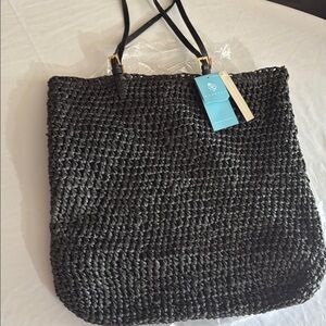 Black Woven Tote with Spacious Design